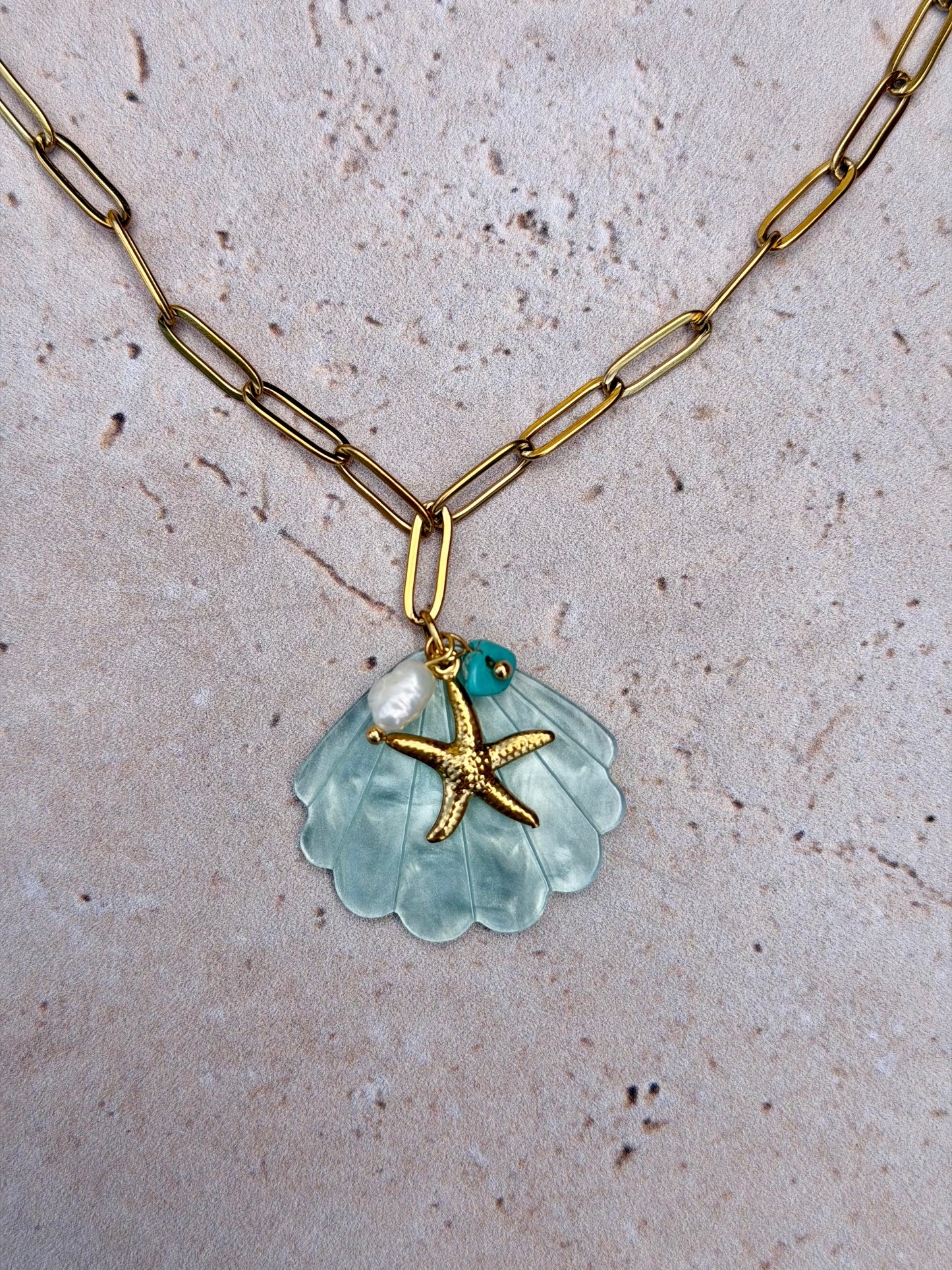 Collier Coquillage bleu 🌊
